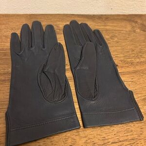 EUC Vintage Leather Gloves Dark Navy Size 6 1/2